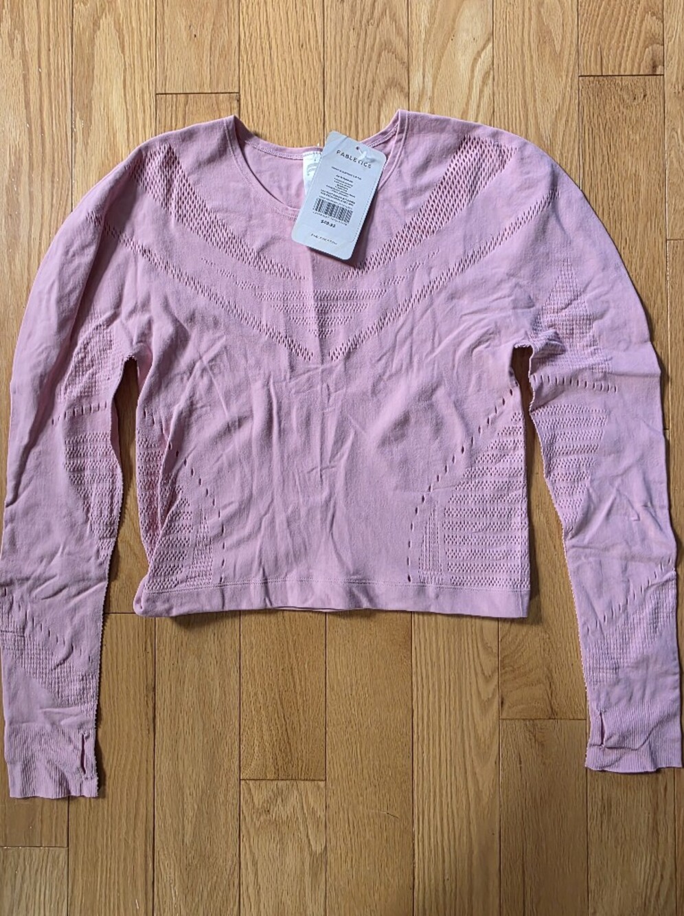 Fabletics Light Pink Seamless Knit Long-Sleeve Top